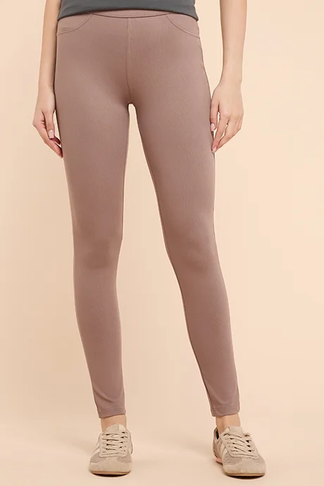 Solid Elastic Waist Jeggings