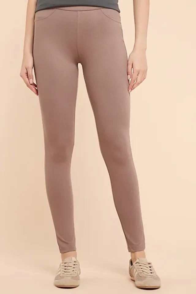 Solid Elastic Waist Jeggings