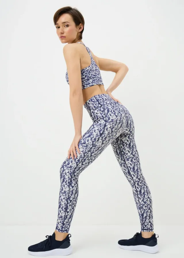 Souluxe Mottle Print Gym Leggings Blue
