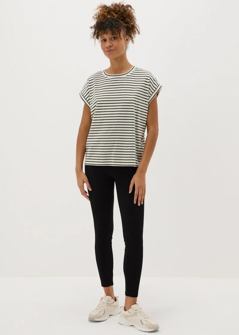Denim Look Ankle Length Leggings Black