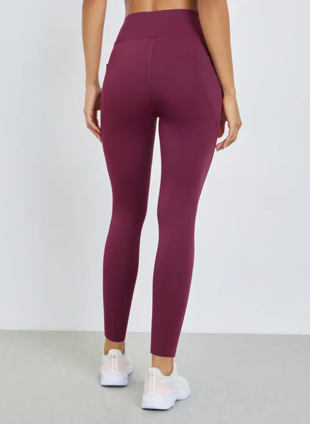 Broad Waist Side Pocket Leggings Navy Blue – image 3