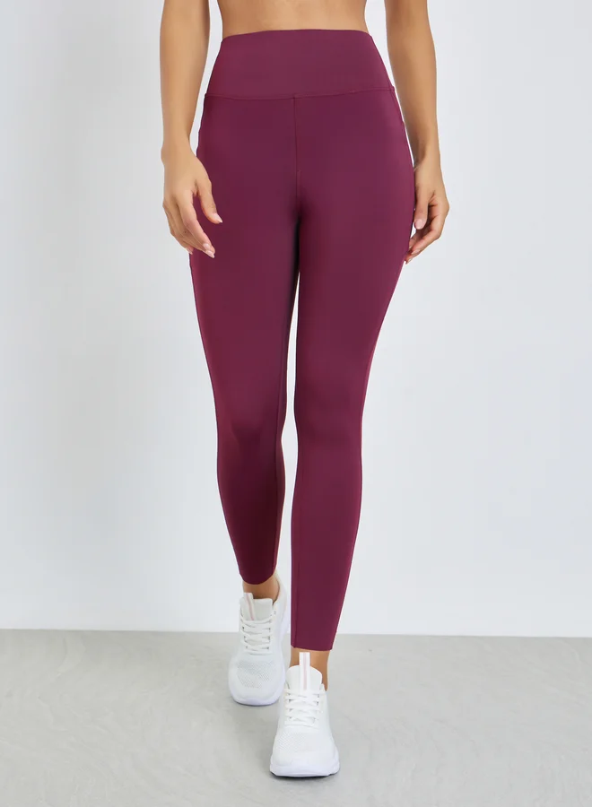 Broad Waist Side Pocket Leggings Navy Blue