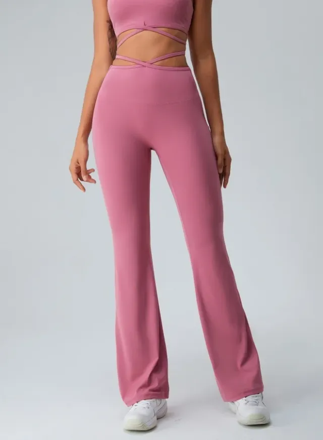 Womens High Waist Flared Tummy Control Workout Leggings – image 4