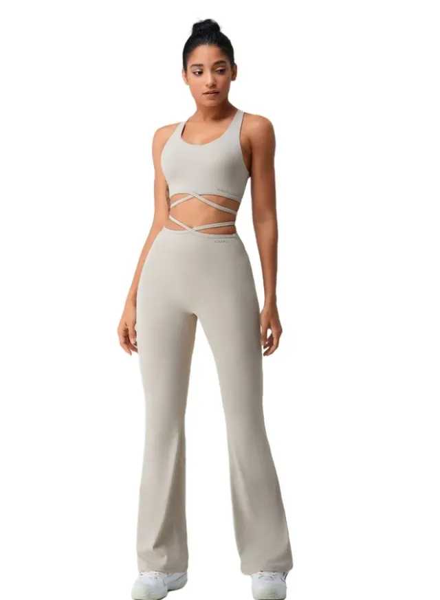 Womens High Waist Flared Tummy Control Workout Leggings