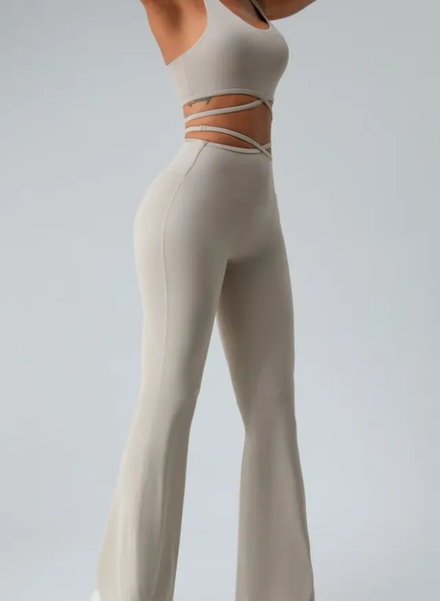 Womens High Waist Flared Tummy Control Workout Leggings – image 4