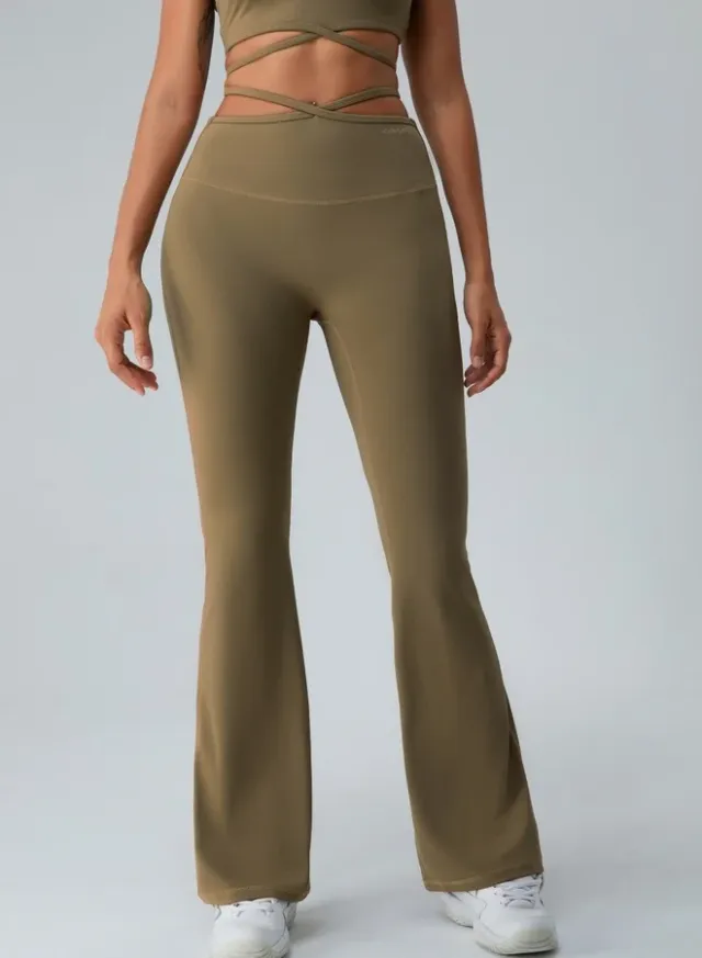 Womens High Waist Flared Tummy Control Workout Leggings – image 5