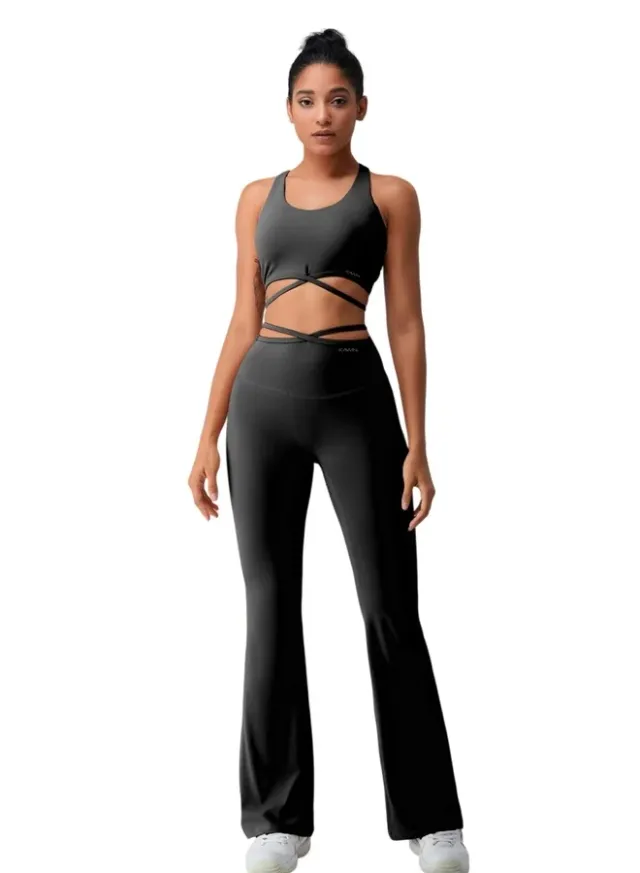 Womens High Waist Flared Tummy Control Workout Leggings