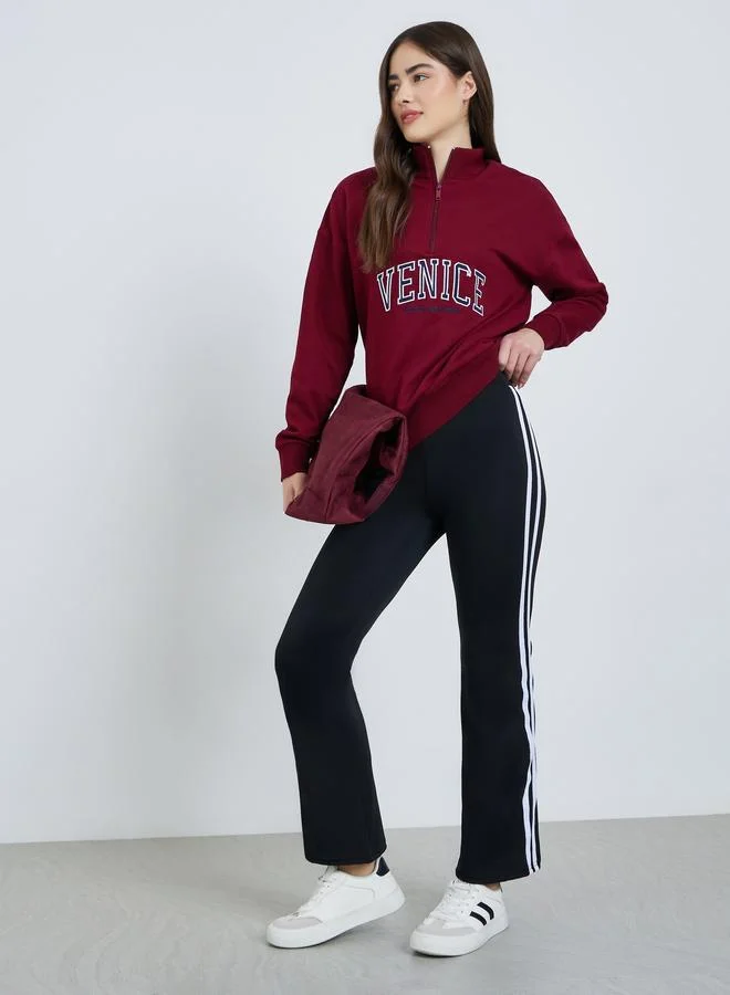 Side Striped Flare Leggings Black