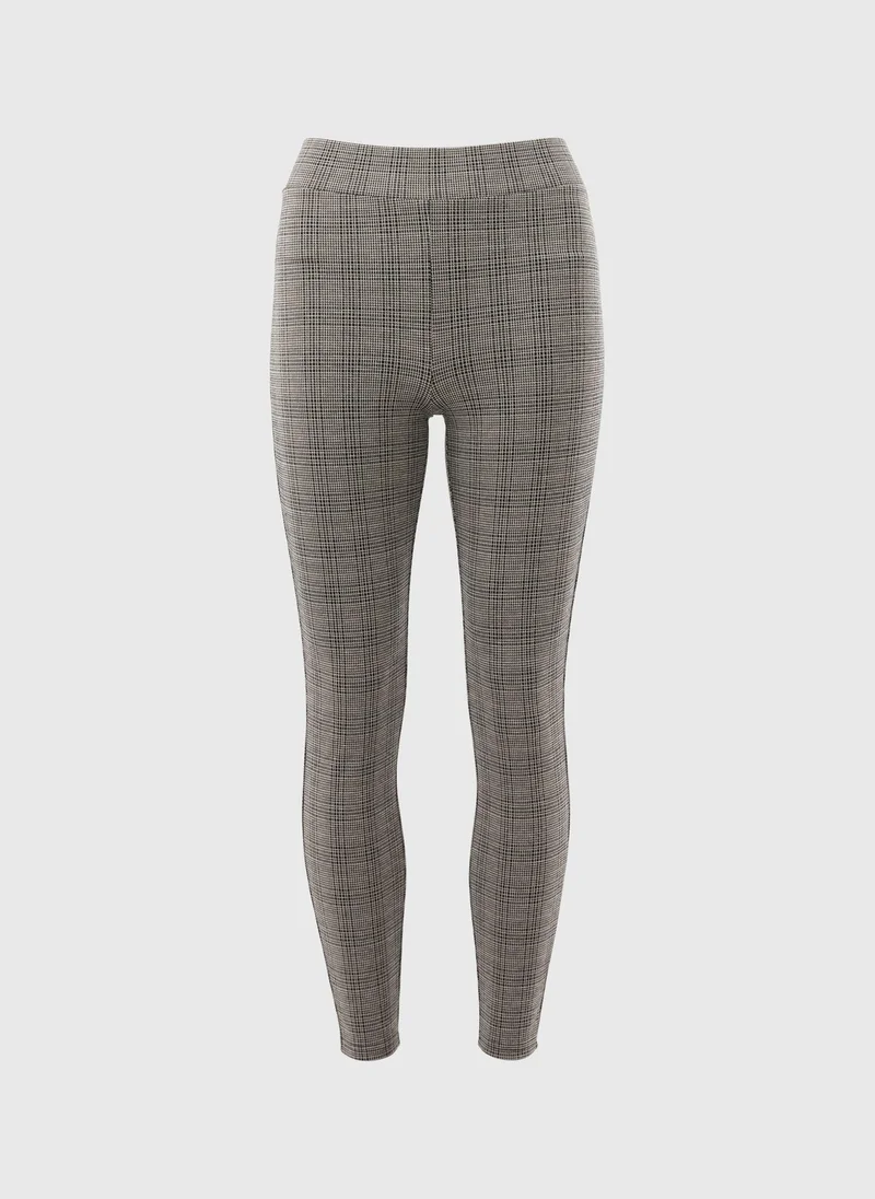 Check Leggings Brown