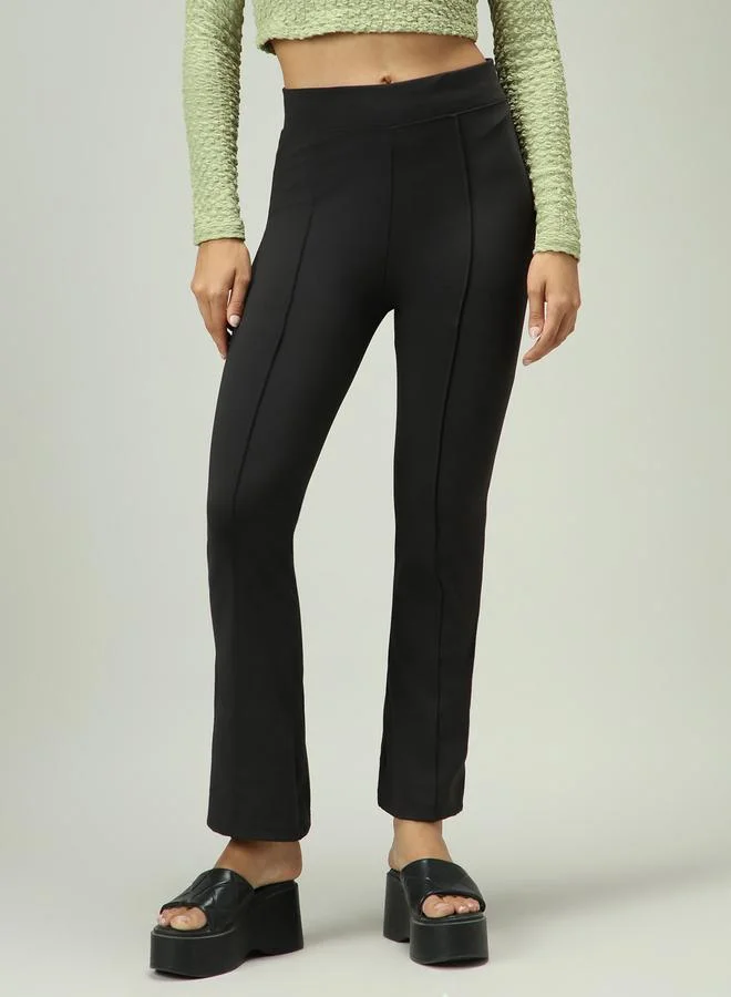 Fitted Flared Leggings Black
