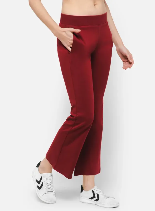Flared Side Pocket Yoga Pants, Maroon – image 5
