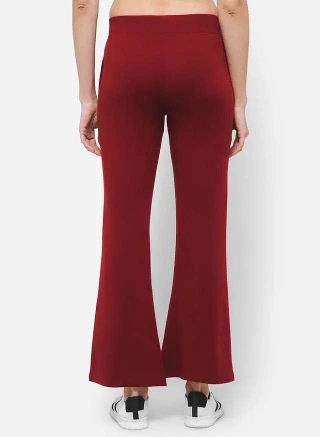 Flared Side Pocket Yoga Pants, Maroon – image 6