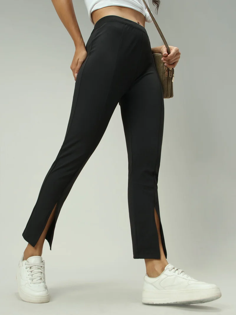 Front Slit Leggings Black