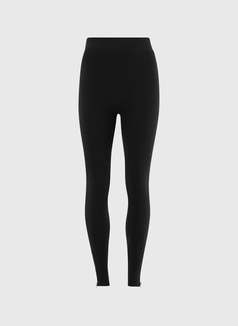 Zip Hem Leggings Black