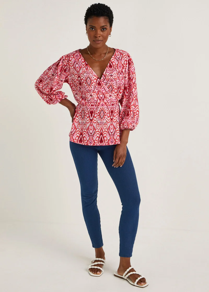 Denim Look Ankle Leggings Blue