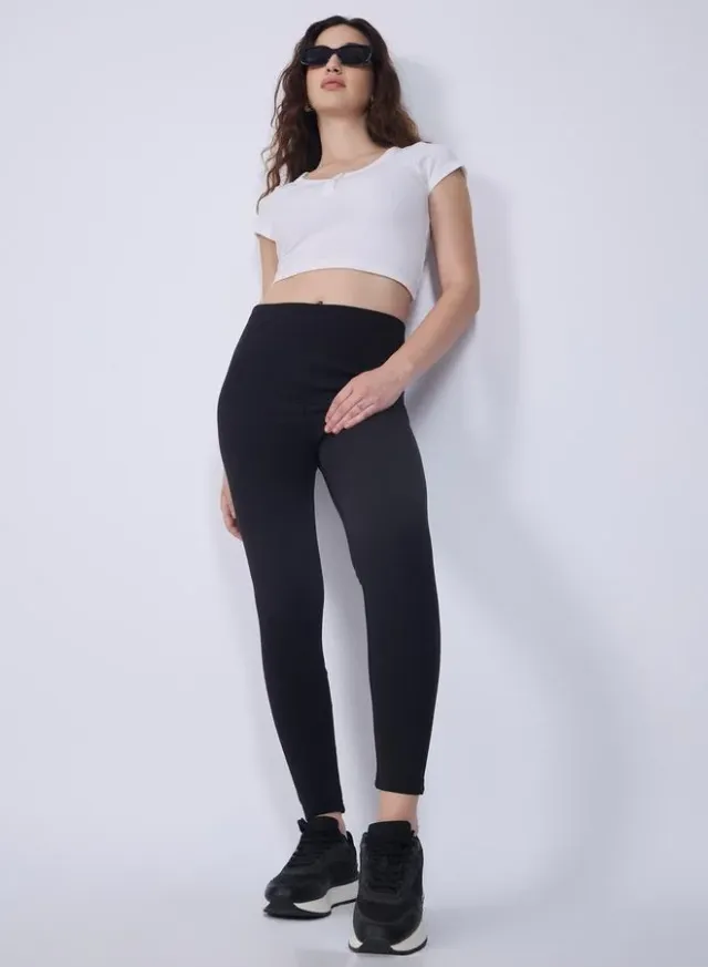 Basic Solid Leggings Black – image 5