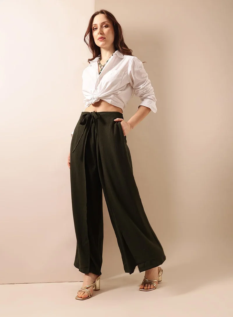 Poly Full Length Palazzo Trouser Olive