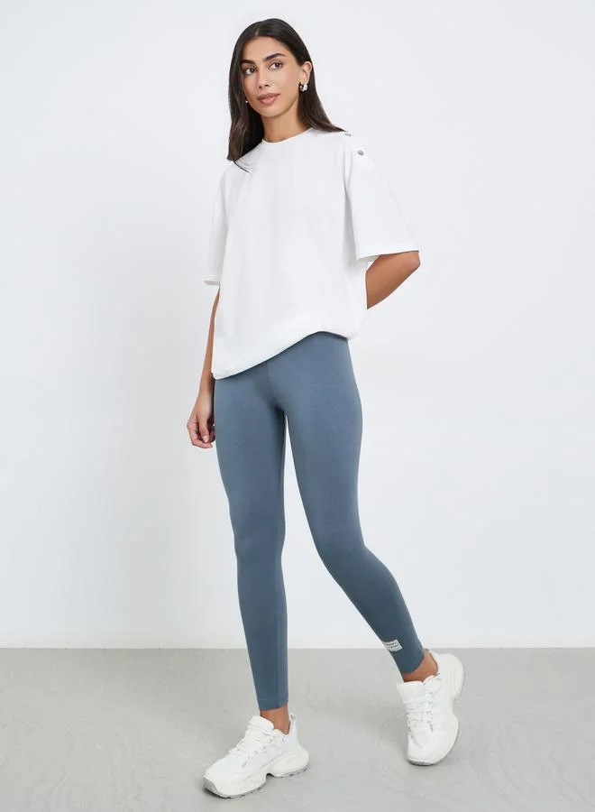 Badge Detail Leggings, Grey
