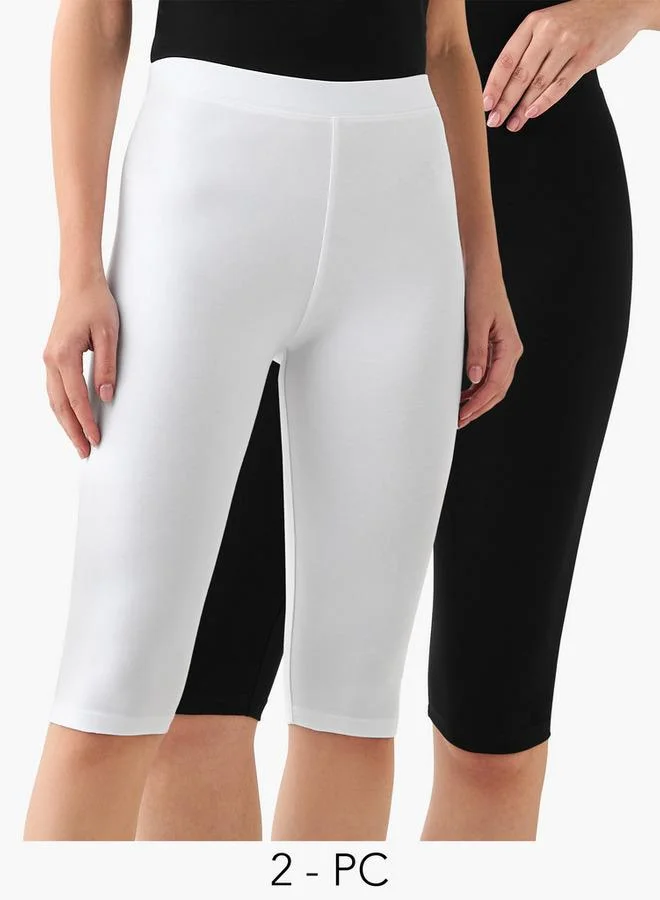 2-Pack Mid-Rise Knee-Length Leggings