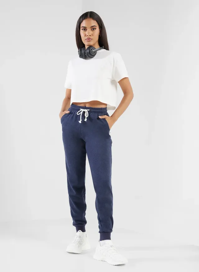 Navy Blue Slim Fit High-Rise Ankle-Length Training Sweatpants – image 4