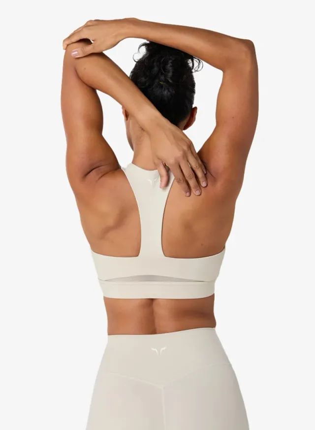 SQUATWOLF Women's Training Sports Bra - Racerback Logo Design, Silver Lining – image 2