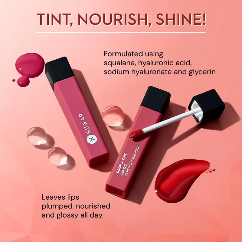 زيت شفاه SUGAR Cosmetics Drop A Tint Roaring Raspberry