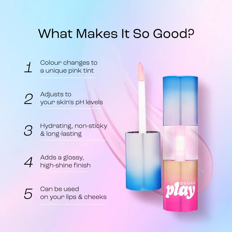 زيت شفاه وخدود متغير اللون يتفاعل مع درجة الحموضة من SUGAR Play