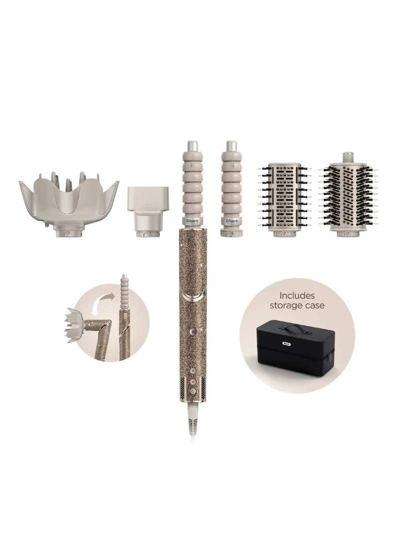 Shark FlexStyle Sparkle Limited Edition 5-in-1 Air Styler & Hair Dryer, Champagne Diamond