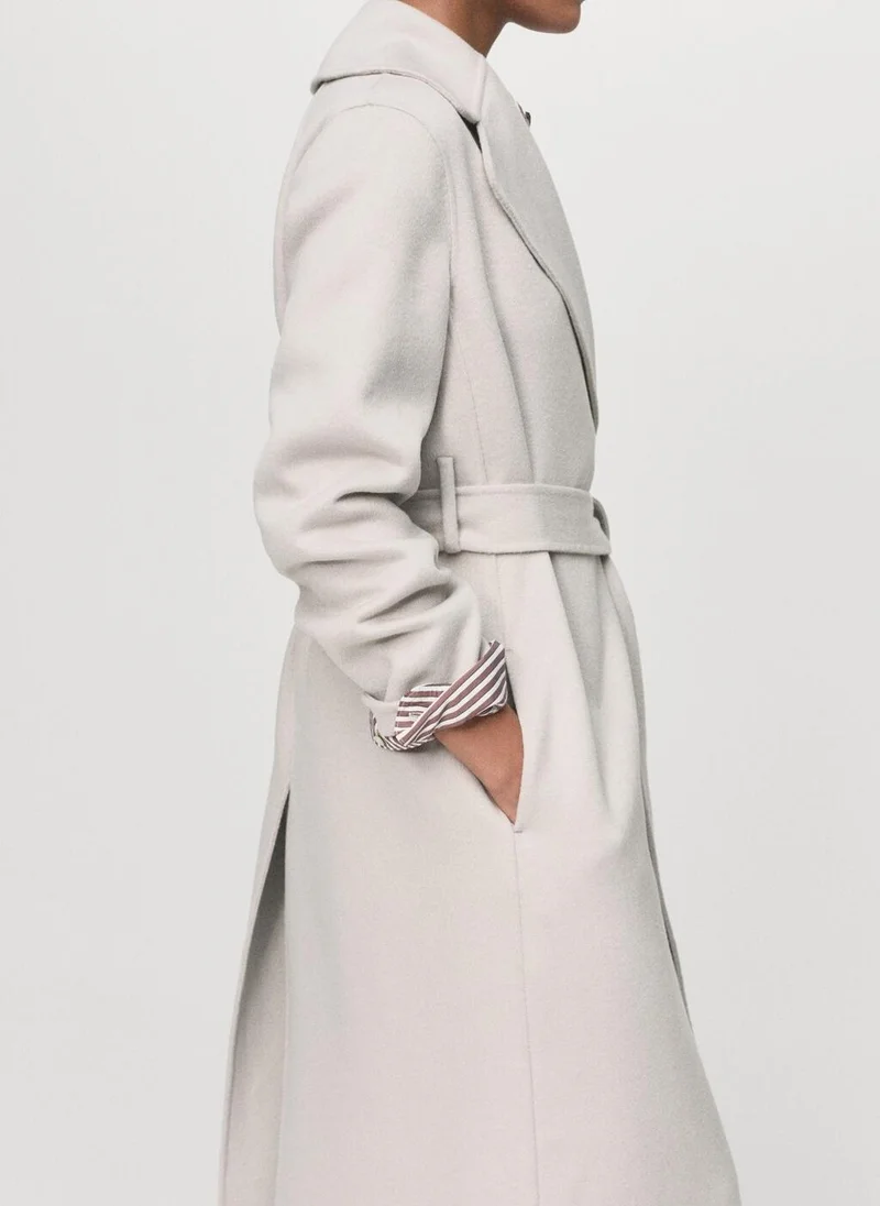 Wool coat with handmade belt