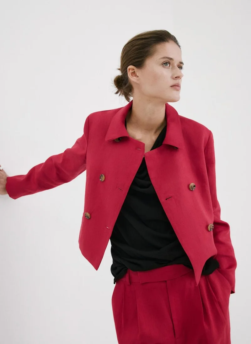 Double-Breasted Linen Jacket