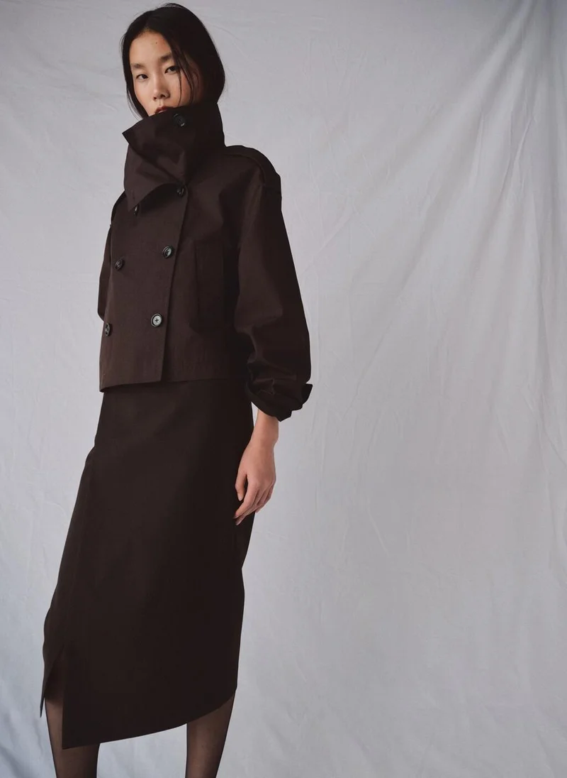 Double-breasted Cropped Trench Coat