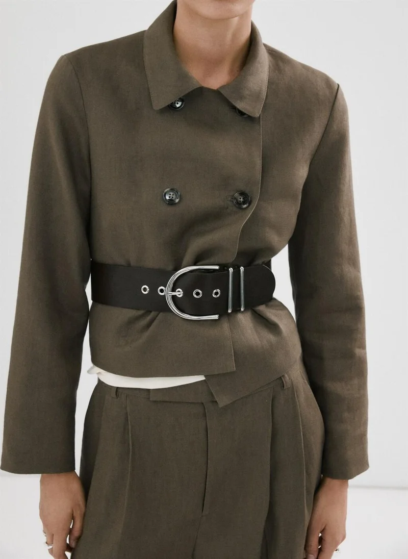 Double-Breasted Linen Jacket