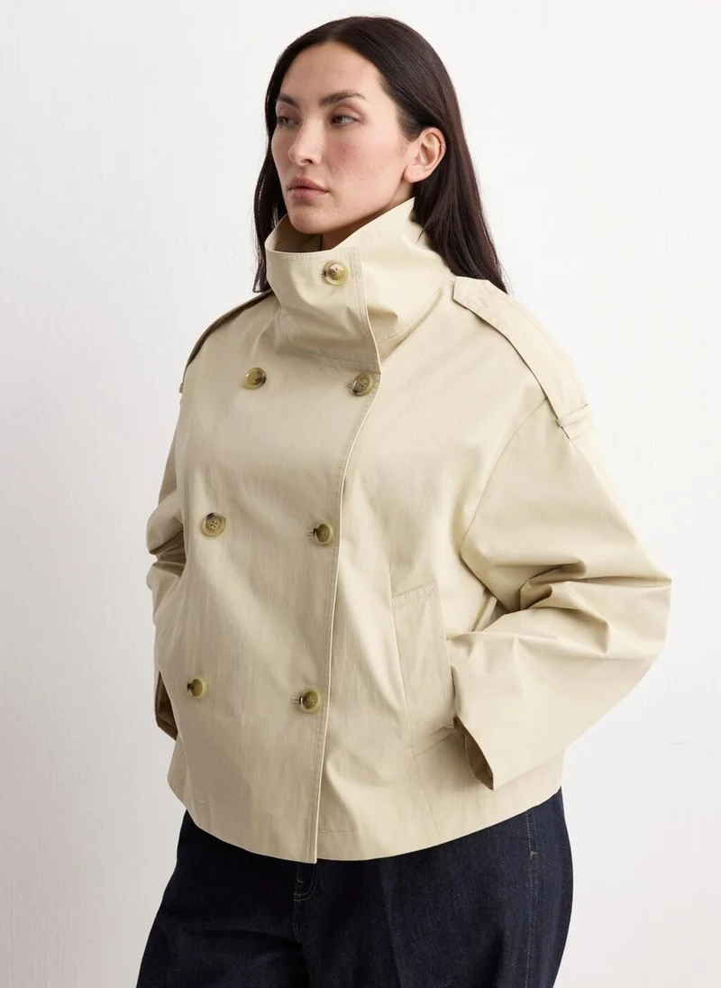 Double-breasted Cropped Trench Coat