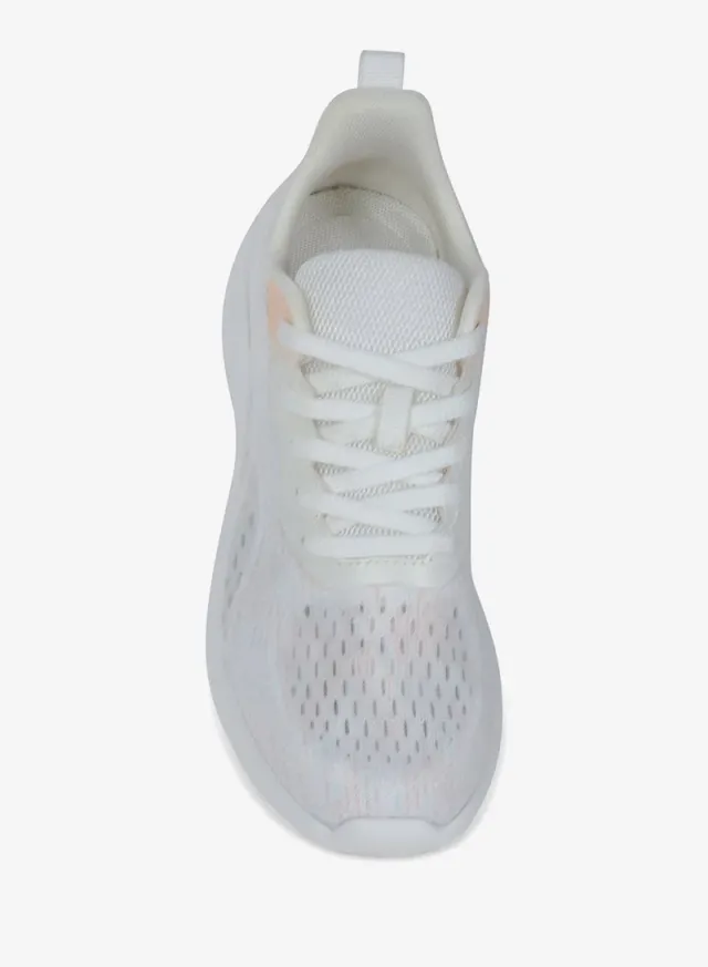White Textile Sneaker for Women with Blush Accents – image 4