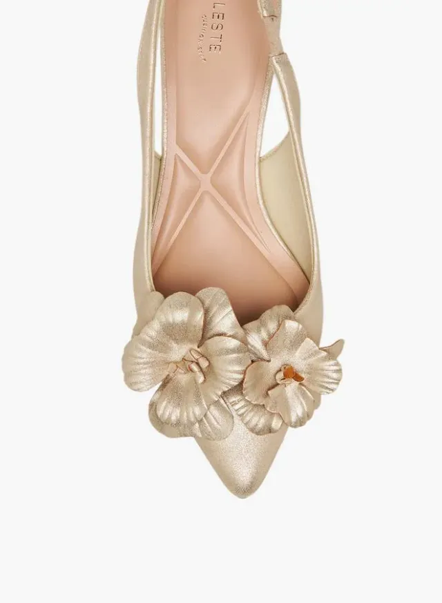 Women Floral Kitten Heel Slingback Shoes – image 4