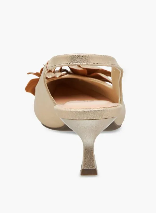 Women Floral Kitten Heel Slingback Shoes – image 5