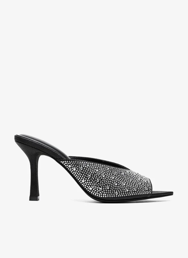 Embellished Open-Toe High Heel Mule