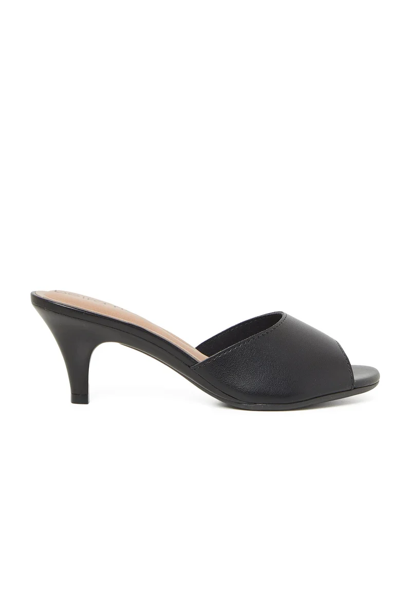 BEIRA RIO Ladies Comfortable Slip-On Mid Heel Sandals, BLACK