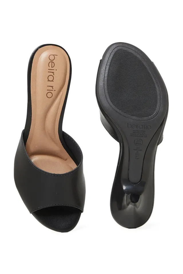 Beira Rio Women's Black Mid Heel Sandals - Slip-On Style – image 5