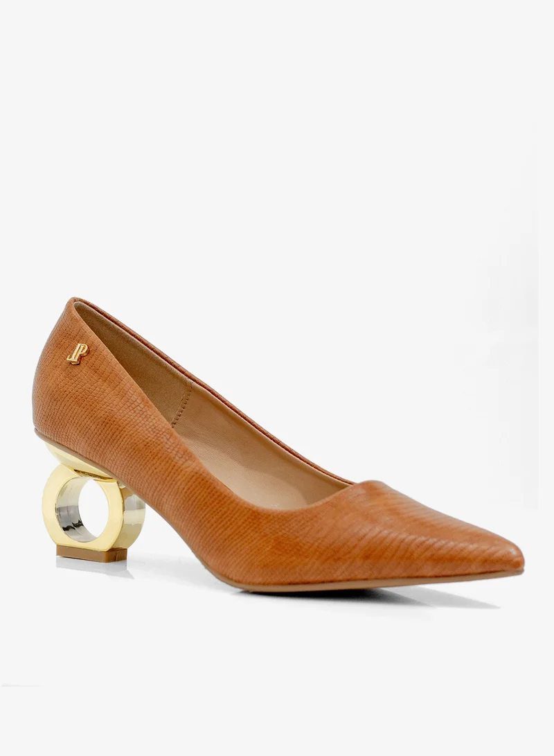 Orchid Pointy Court 6cm Circle Heel Camel