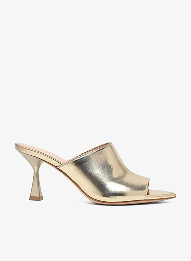 Polished Open-Toe Mid-Heel Shoe