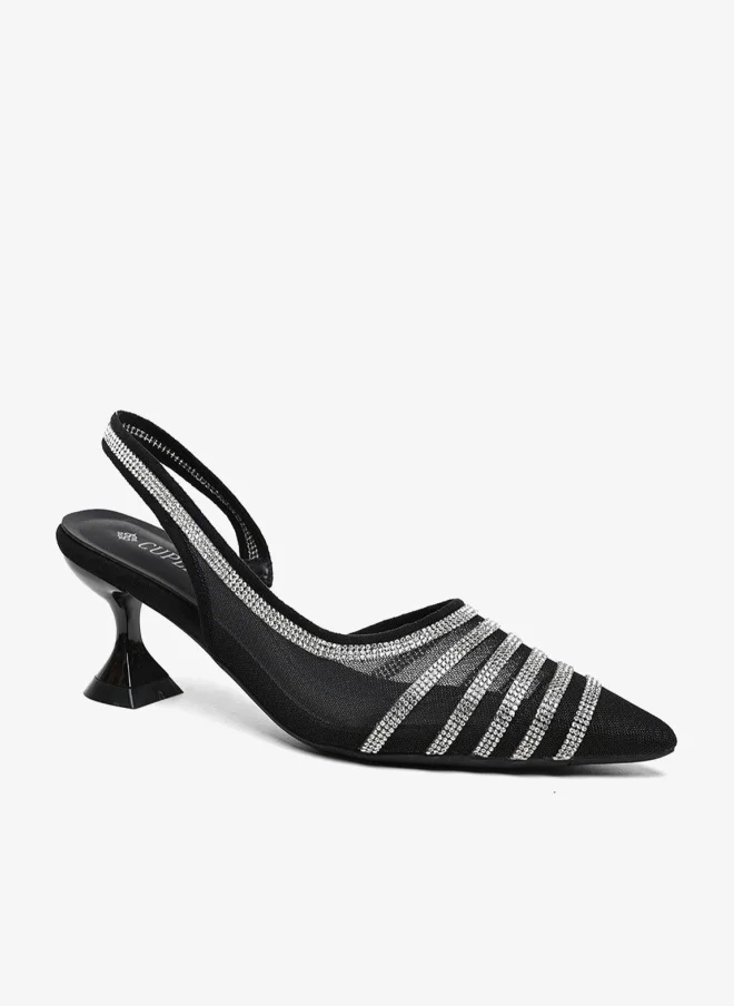 Embellished Slingback Heeled Sandals