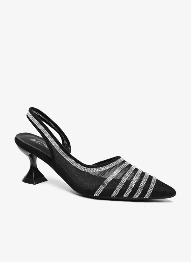 Embellished Slingback Heeled Sandals