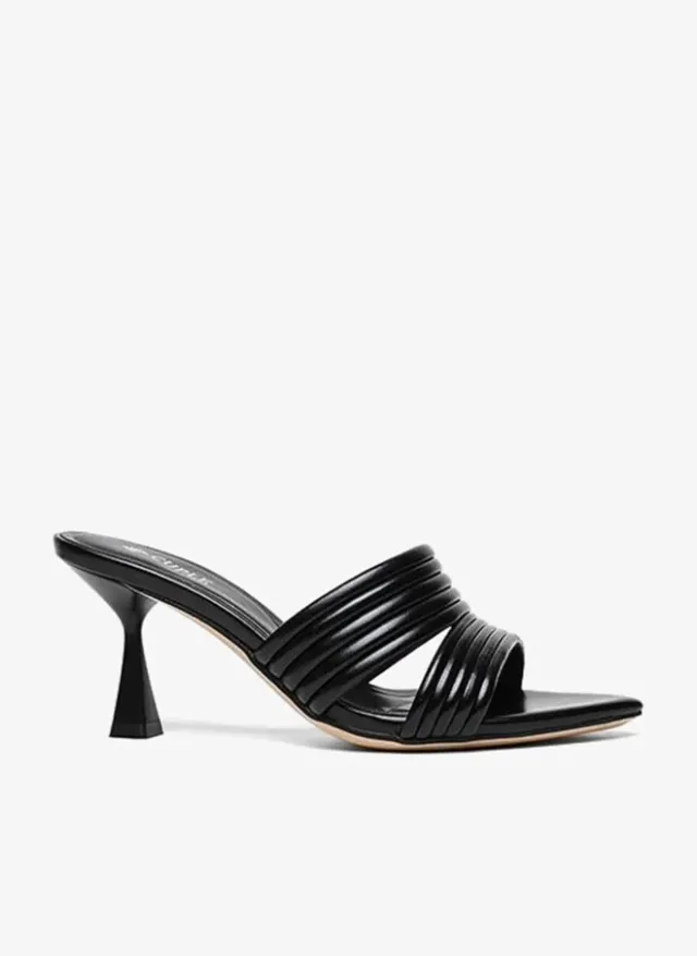 Heeled Ribbed Slide Sandal