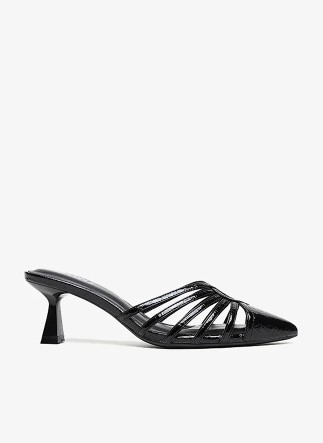 Mid Heel Mule with Angular Cutouts