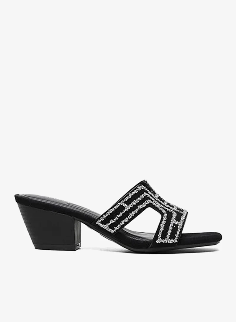 Jeweled Strap Heeled Sandals