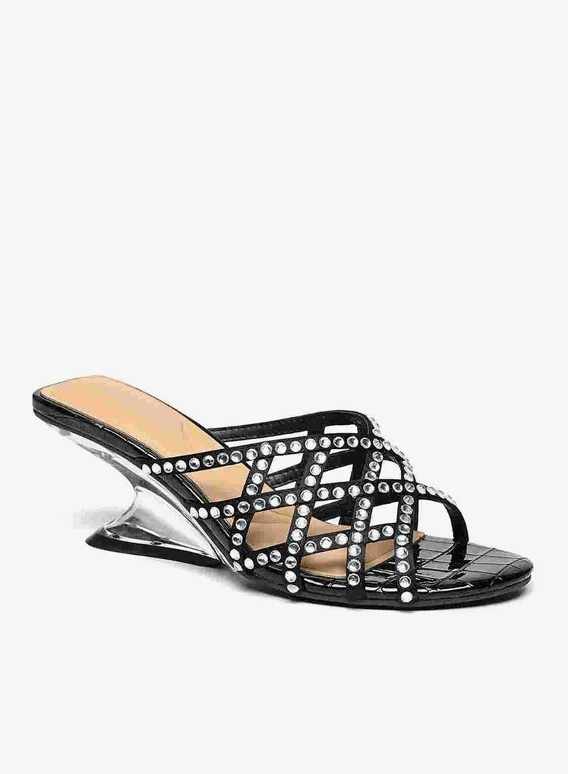 Crystal Lattice Mule Heel Black