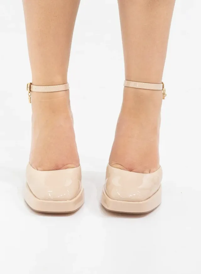Eshana Open Patent 9cm Platform Heels Nude – image 4