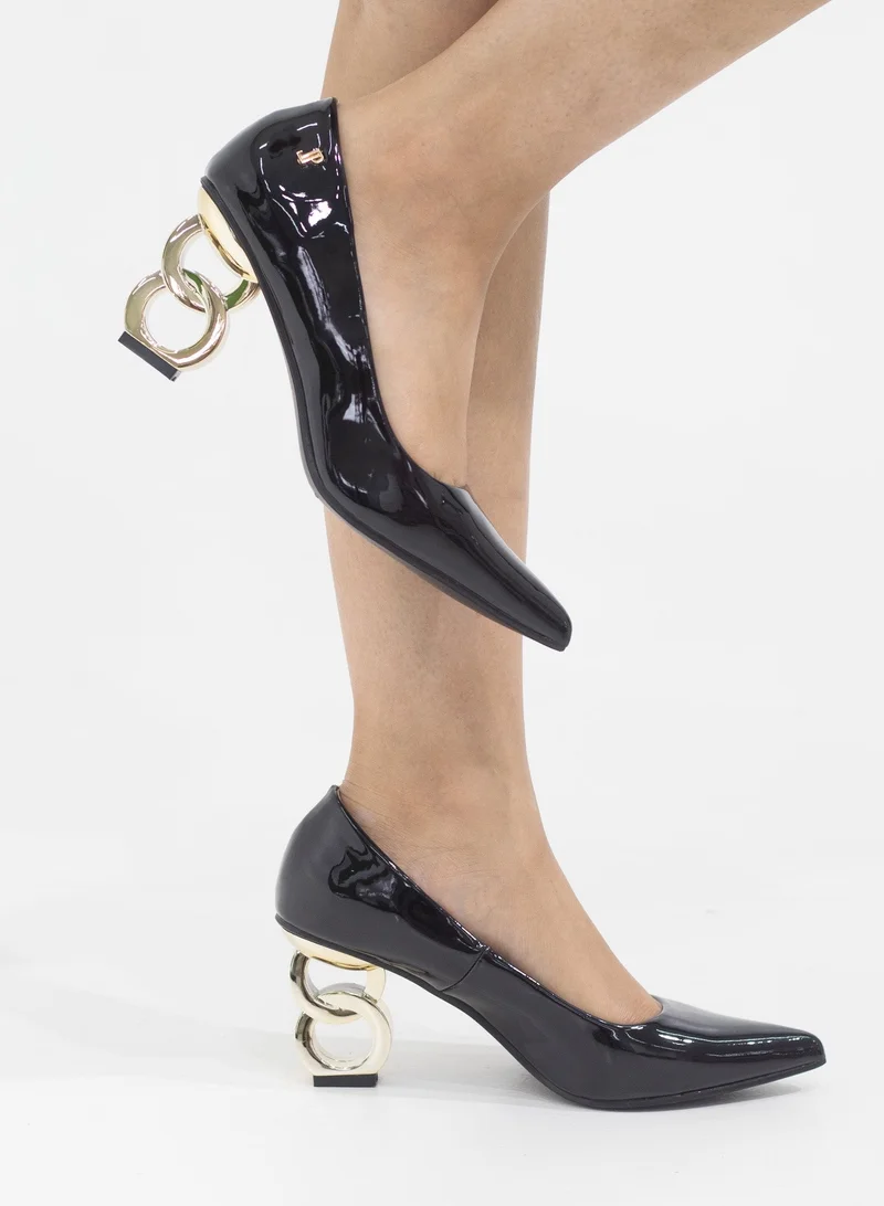 Pointy Court Heels 7.5cm 2-Circle Heel Black