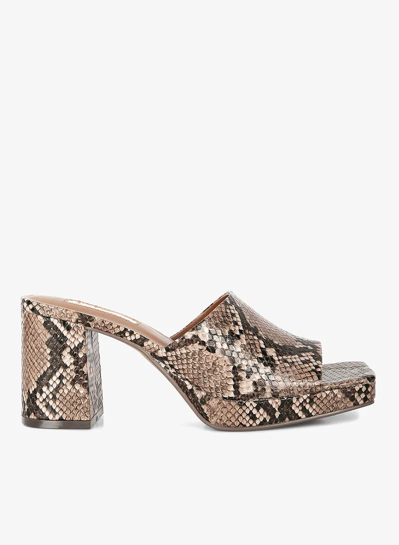 Snake Print Block Heel Sandals